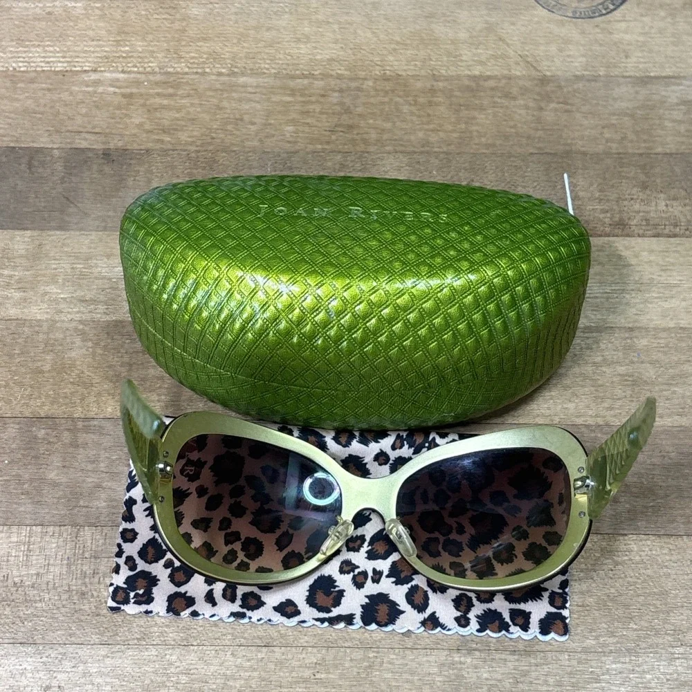 Joan Rivers Collection Women's Oversized Sunglasses Green Brown Quilted Case